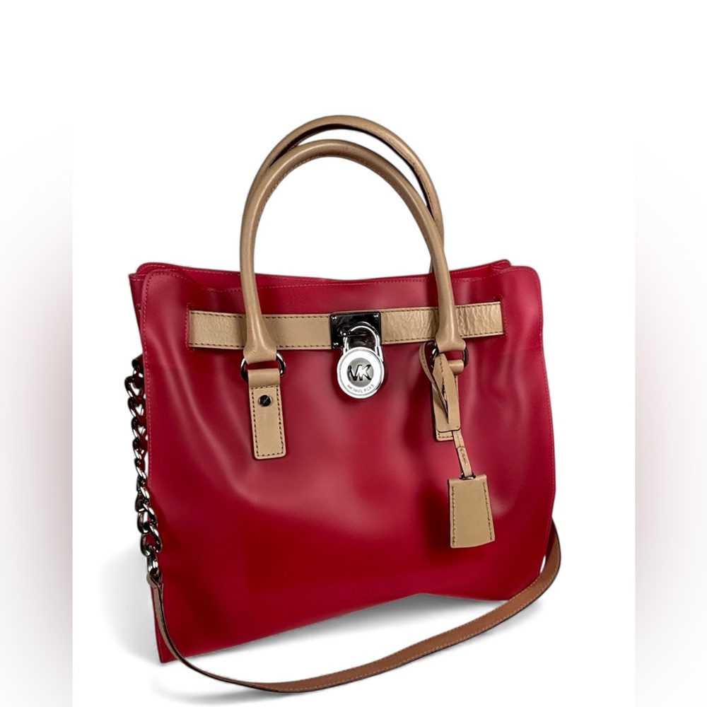 Michael Kors Candy Red PVC Tote Handbag 13” x 12” - 10” Shoulder Strap
